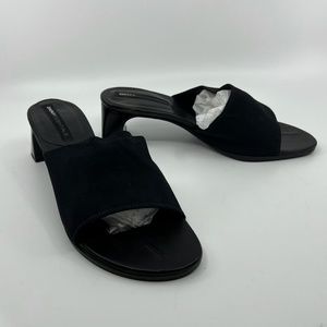 DKNY Essential Black Mesh Fabric and Leather Slip on Sandals 7M